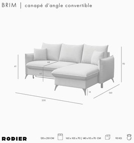 Beżowy rozkładany/ze schowkiem narożnik z materiału bouclé (prawostronny/z szezlongiem) Brim – Rodier