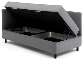 Szare tapicerowane łóżko jednoosobowe ze schowkiem i materacem 90x200 cm Avela – Bonami Selection