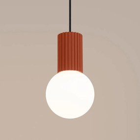 Lampa wisząca HALO 1 ochra czerwona ryflowana SOLLUX  LIGHTING
