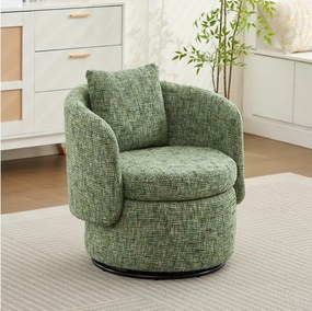 Fotel z wyściełanym oparciem i funkcją obrotową - szenil w kolorze zielonym - do salonu i biura