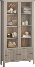 Nowoczesny regał z witryną w kolorze taupe A0-Z33