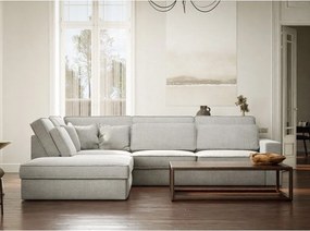 Jasnoszary narożnik z tkaniny szenilowej (lewostronny/w kształcie litery L) Kirou – Maison de Rêve