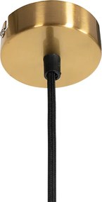 Wisząca lampa vintage mosiądz z dymionym szkłem - Vidro