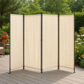 Parawan ogrodowy składany AW-022, 167x216 cm, 4-panelowy, kolor beżowy