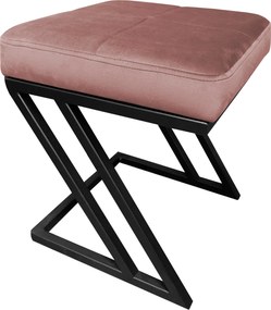 Pufa ZETA tkanina Welur loft ławka podnóżek metal : Kolor Stelaża - Czarny , Kolor tkaniny - VELVET - MG58, Typ tkaniny - Velvet