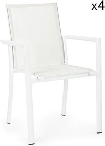 Zestaw 4 krzeseł z tekstylenu i białego aluminium - KONNOR