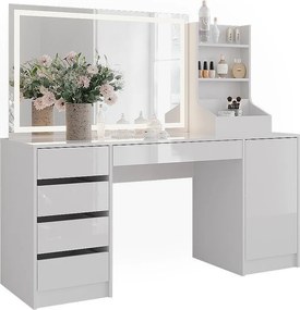 Stół toaletowy biały/biały wysoki połysk 158.2x50.1x76 sherry