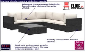 Czarno-kremowy 6-częściowy wypoczynkowy zestaw do ogrodu W1-M00