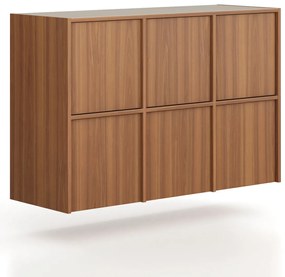 Nadstawka do szaf FRAME, 6x drzwi, 1299 x 450 x 854 mm, PUSH-lock, orzech