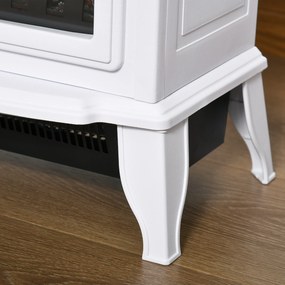 HOMCOM Wolnostojący kominek elektryczny, efekt płomieni, 2 tryby grzania 1000 W/2000 W, hartowane szkło, biały, 36,5x24x45,5 cm | Aosom PL