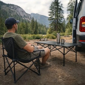 Składany stolik turystyczny Trevio 1201, 119x55,5 cm, czarny