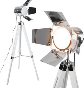 JAGO Lampa podłogowa ze statywem drewnianym, biały mat