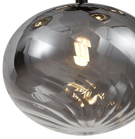 Nowoczesna lampa wisząca czarna z przydymionym szkłem 9-źródłowa - Jia Nowoczesny Oswietlenie wewnetrzne