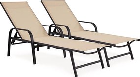 Zestaw 2 metalowych lezaków ogrodowych "Farniente" - Beżowy