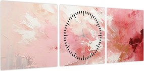 Obraz - Różowa abstrakcja (z zegarem) (90x30 cm)