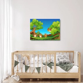Obraz na szkle - Wesołe sówki (70x50 cm)