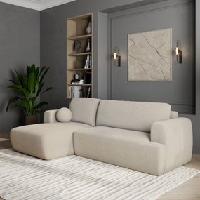 Masseno Narożnik SENTI z funkcją spania i pojemnikiem na pościel Narozniki L, Rozkładana sofa - Kremowy, NOW OR NEVER 02