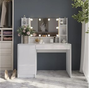 Stół toaletowy biały/biały wysoki połysk 119.8x50.1x76 sherry