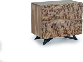 Table de chevet en bois d'acacia et pieds en metal