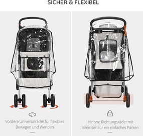 Outsunny Wózek dla Psa Składany Szary z Osłoną Przeciwdeszczową | Aosom PL