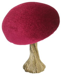 Dekoracja Velvet Mushroom 10 cm ruby