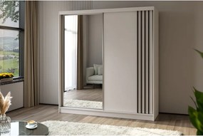 Szafa biała z lustrem przesuwna na ubrania NELI 200 cm szuflady