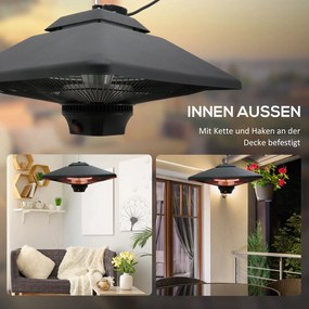 Outsunny promiennik tarasowy promiennik ciepła promiennik sufitowy z pilotem 2kW aluminiowy