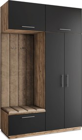 Masseno Garderoba REMA 150/240/60 cm Nowoczesna Szafa do Przedpokoju Dąb lefkas, MONOLITH 09 (Beżowy)