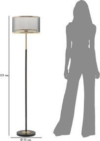Lampa stojąca w czarno-złotym kolorze z tekstylnym kloszem (wysokość 153 cm) Levels – Mauro Ferretti