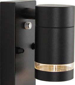 Nowoczesna lampa ścienna zewnętrzna czarna IP44 z czujnikiem zmierzchu - Ensam
