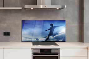 Szklany Panel Piłkarz w Blasku Neonów