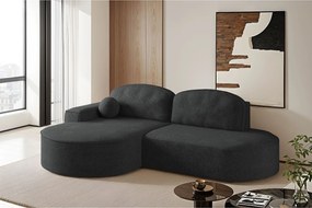 Narożnik z funkcją spania i pojemnikiem Modena Runden, tkanina Arena, Grafitowy, Lewy