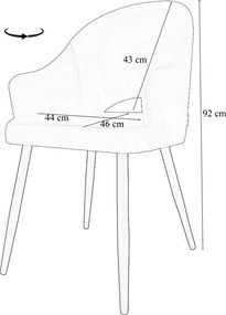 Krzesło Velvet tkanina Welur noga metalowa : Kolor nogi - Złota profil, Kolor tkaniny - VELVET - BL14, Typ siedziska - Siedzisko obrotowe 360°