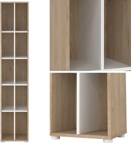 Wąski regał biurowy dwurzędowy 4 półki Sign 40 jackson hickory/biały mat