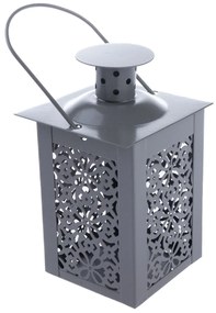 Metalowa latarnia na świeczkę Saima, szara, 7,5 x12 x 7,5 cm