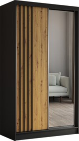 Szafa NELVIA - Czarny / Lamele Czarne / Bez szuflad / 120 cm