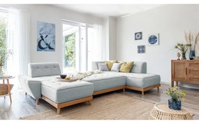 Jasnoszara rozkładana sofa w kształcie litery "U" Miuform Dazzling Daisy, prawostronna