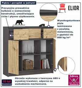 Nowoczesna komoda grafit + artisan - Nuvo
