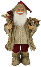 Figurka świąteczna Mikołaj Kremowo-bordowy 60cm
