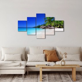 Obraz plaży na wyspie Praslin (125x70 cm)