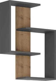 Półka ścienna – 64 x 85 x 22 cm – Antracyt i dąb – Płyta wiórowa pokryta melaminą