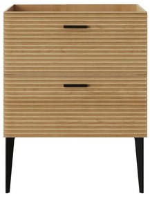 Szafka pod umywalkę rowkowana na nóżkach - 2 szuflady - Jasny naturalny - 60 cm - SARONE