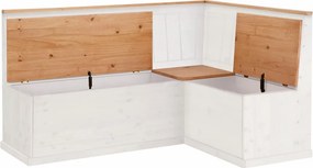 Biała regulowana ławka narożna z drewna sosnowego ze schowkiem Støraa Silas