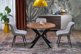 Stół do jadalni okrągły rozkładany płyta orzech/czarny 100-250/100/75 PERONI