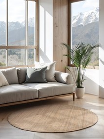 Dywan naturalny jutowy ręcznie tkany Boucle naturalnie złoty 160 cm x 160 cm koło