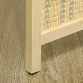 HOMCOM 4-częściowy Parawan 180 x 180 cm, Składany Ekran z Bambusa i Bawełny do Salonu, Sypialni, Naturalny