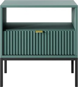 NAYA Stolik nocny S 54 zielony (LABRADOR) | czarny stelaż