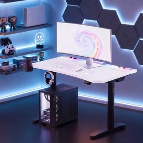 Elektryczne biurko dla graczy RGB Diablo X-Forge, 140x70 cm, biało-czarne