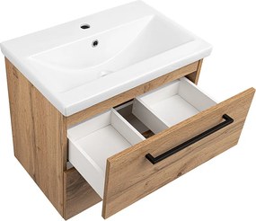 Zestaw do Łazienki 60cm Szafka z Umywalką Szafka z Lustrem Dąb Wotan Aster