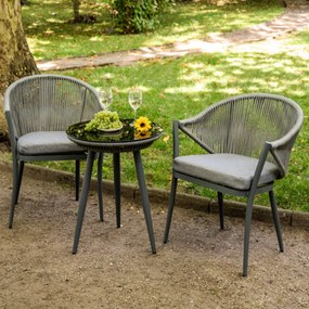 Meble balkonowe z aluminium( 2 x fotel + stolik) BREVE szary